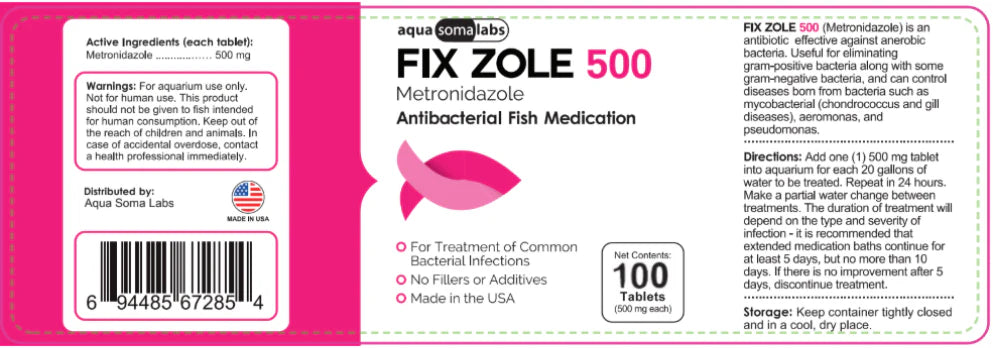 Aqua Zole – 500 mg Tablets (60 Count) for Aquarium Use